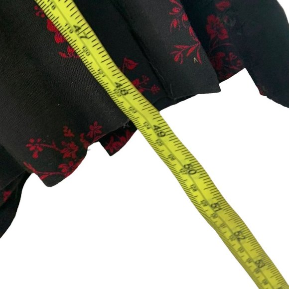 Vintage 90s Black Red Long Sleeve Button Up High Slit Long Top Large - Picture 8 of 10